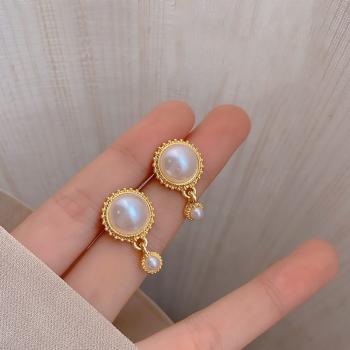 360Home Silber pin Perle luftige Vintage Ohrringe E2506 gold